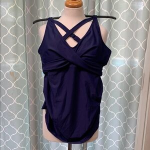 Navy Blue Crisscross Swimsuit Top